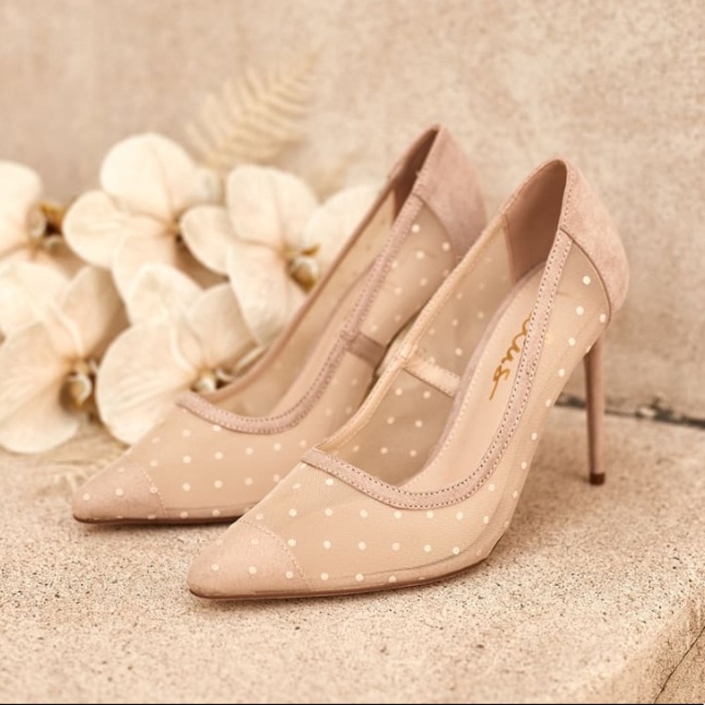 Van Light Nude Polka Dot Pointed-Toe Pumps